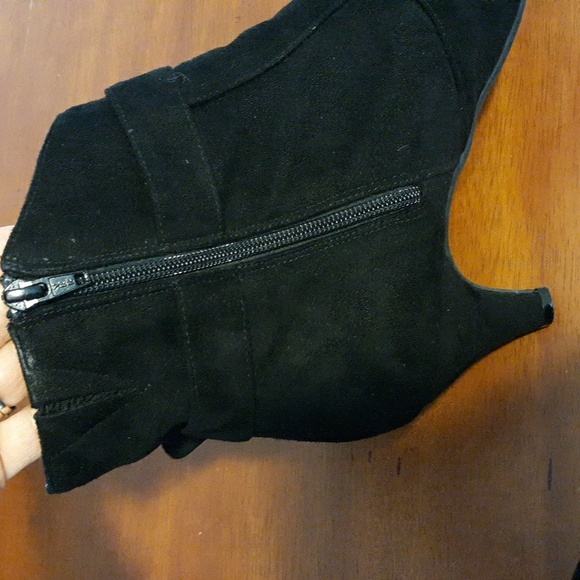 Comfortview Corrine Black Ankle Boots Faux Suede Sexy Sculpted Heels sz 12W - Picture 4 of 10